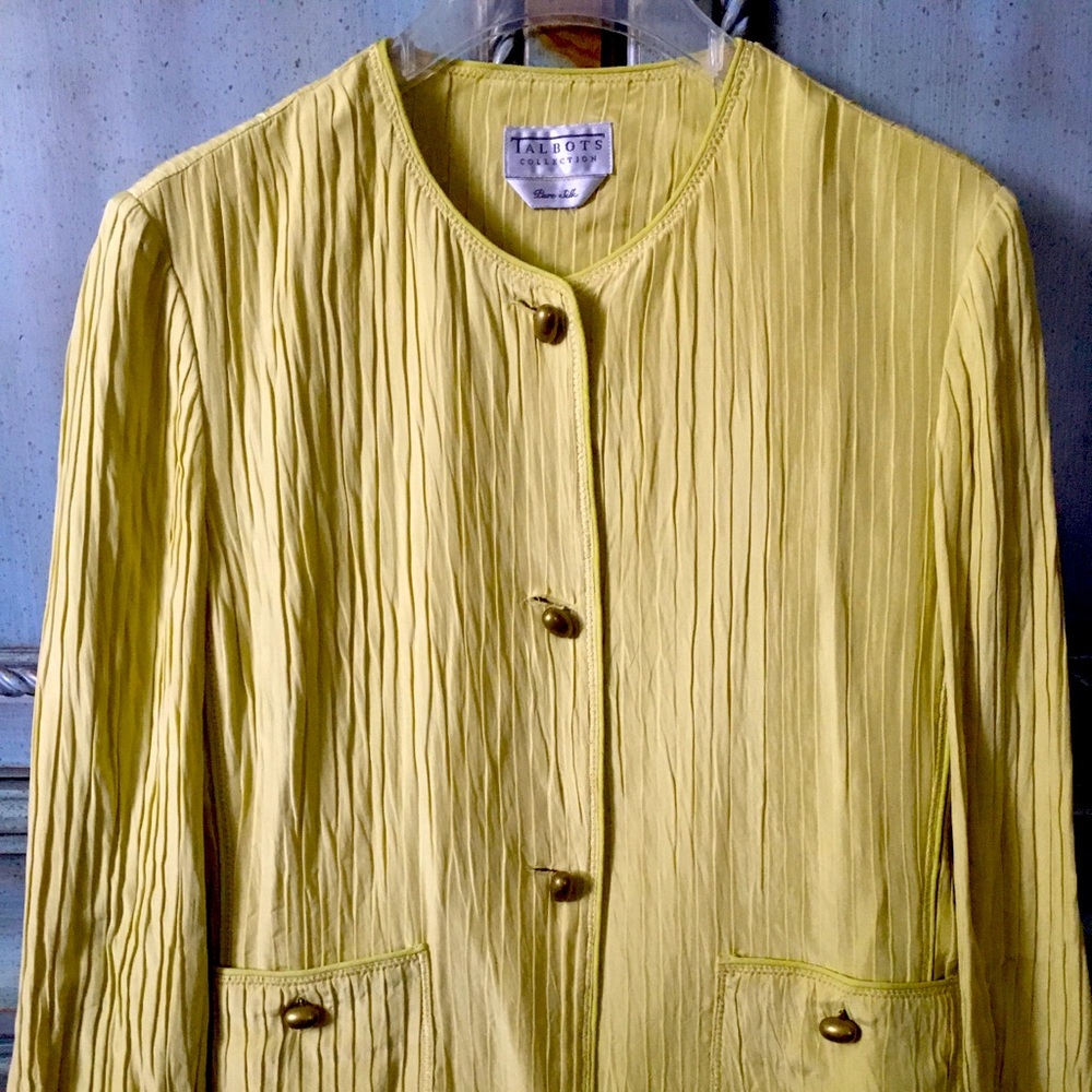 Talbots Silk Jacket with brass buttons